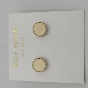 kate spade 14k Gold Filled Cream Enamal Earrings